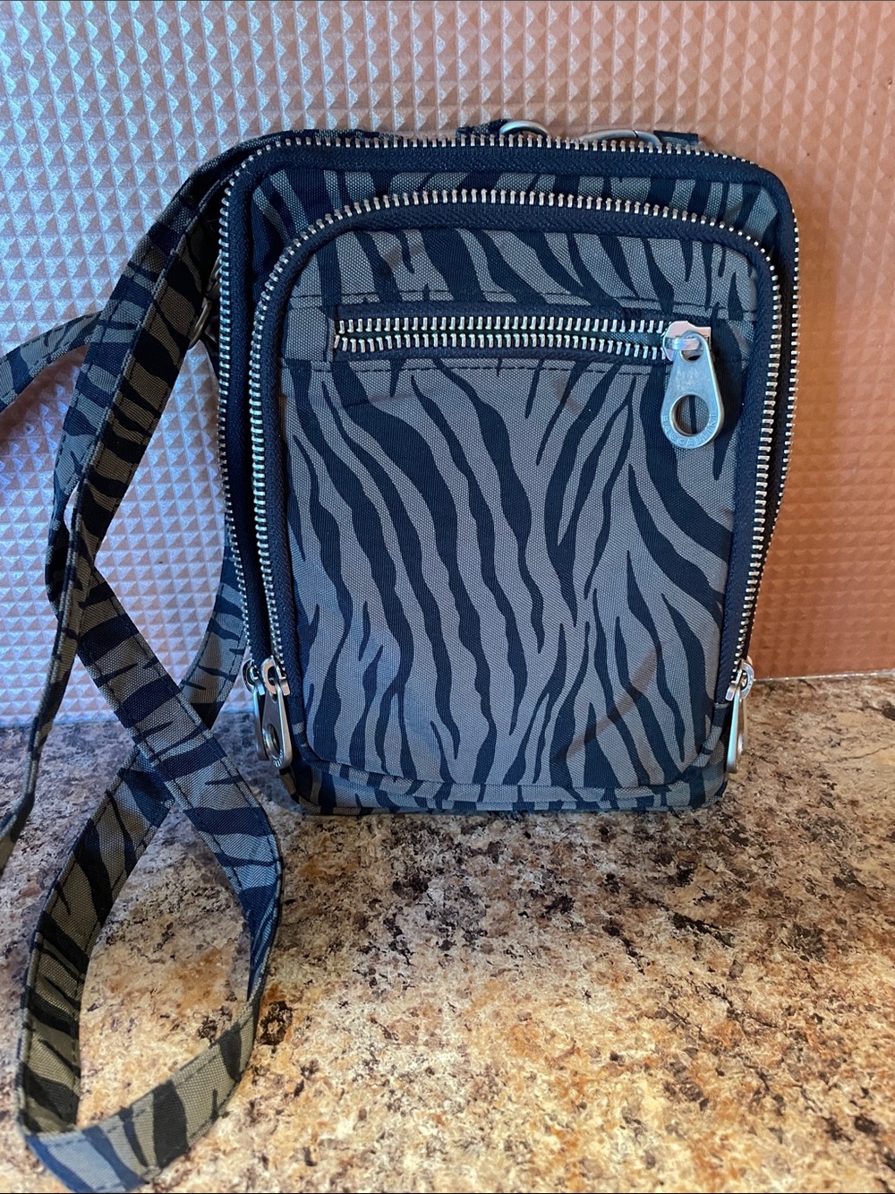 Baggallini Zebra-Print Crossbody Bag - Black and Gray